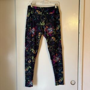 Lularoe tall and curvy leggings TC black floral abstract "Lorax" pre-owned HTF